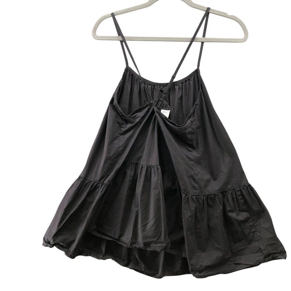Asos Relaxed Cami Top Womens 4 (S) Black Peplum Babydoll Cross Back Poplin - Picture 2 of 8
